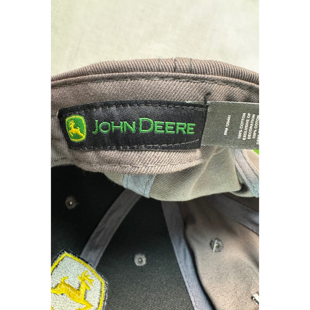 John Deere Charcoal Chino Twill Cap Adjustable Snapback Hat Gray NEW - Picture 8 of 10